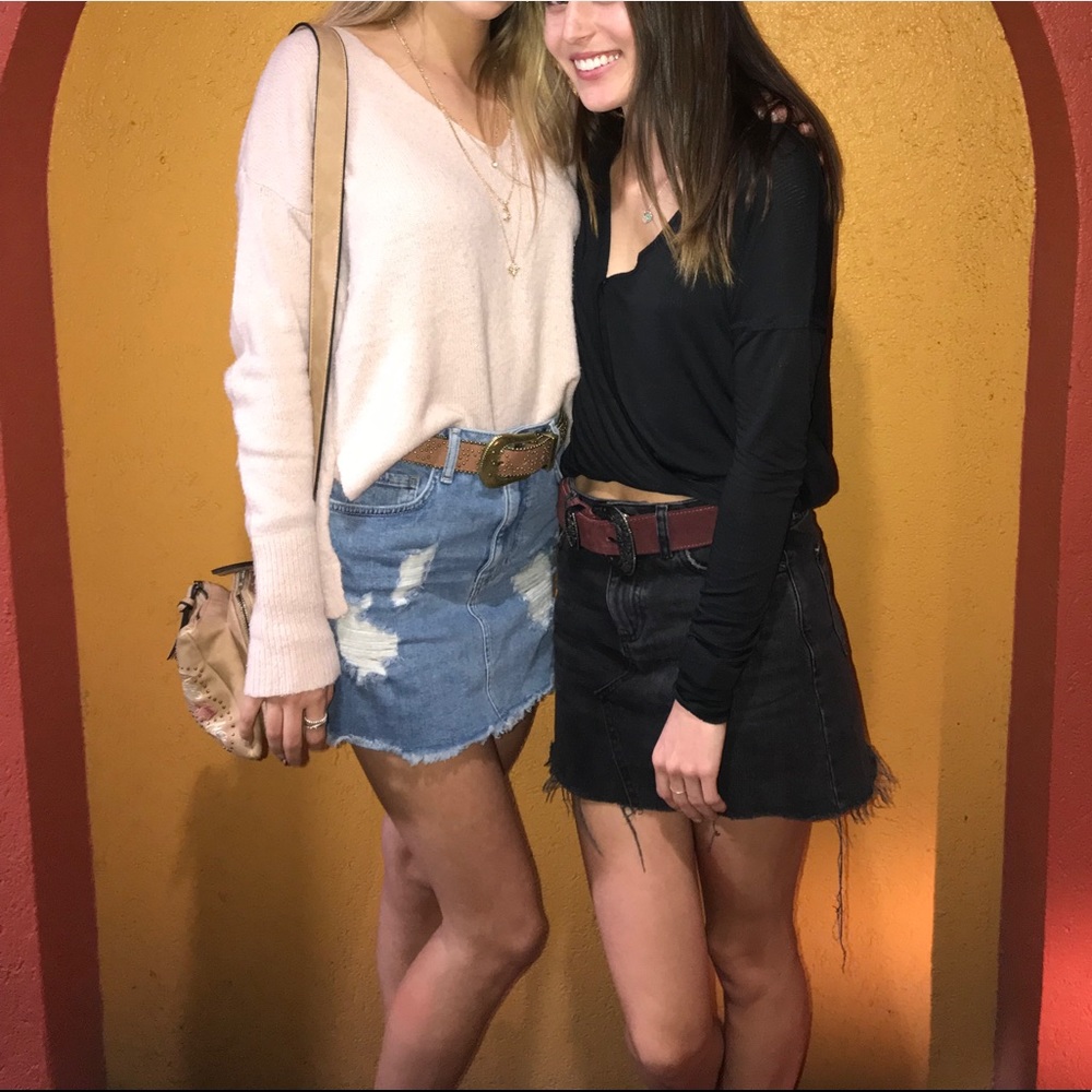 High waisted mini skirt